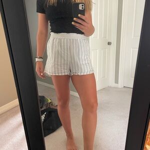 Blue and white boxer shorts